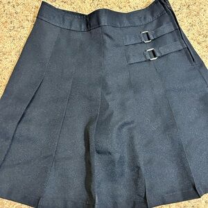 French Toast Navy Skirt with Buckle Accent